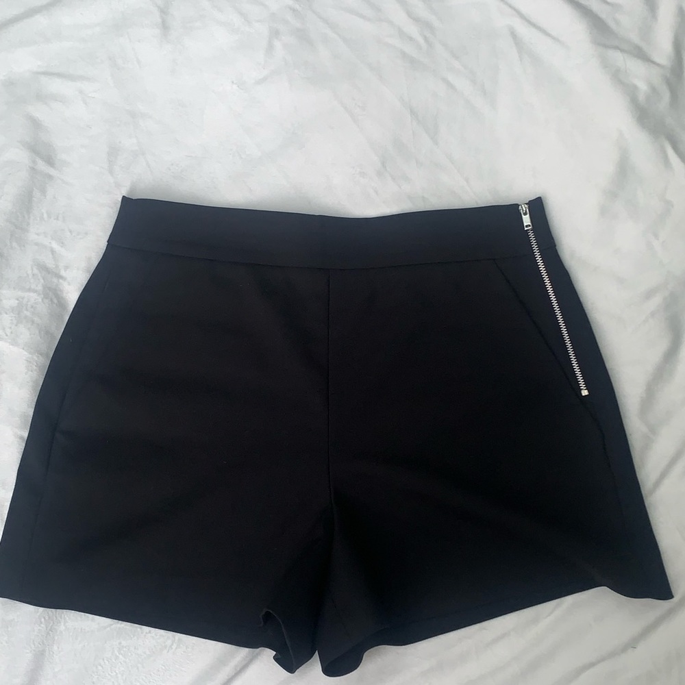 Zara Black Shorts with Silver Zipper